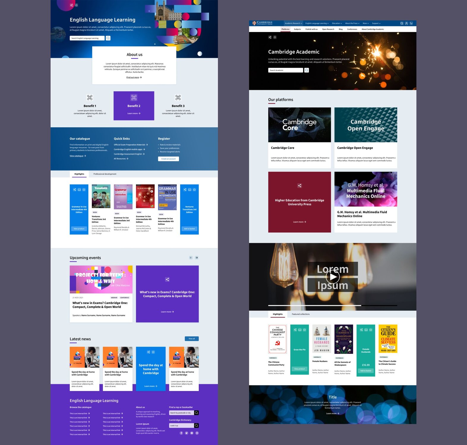 Cambridge University Press and Assessments UI concepts